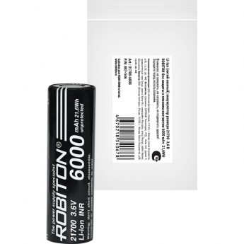 Аккумулятор ROBITON 21700-6000 без защиты с плоским контактом PK1